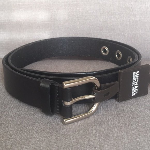 MICHAEL KORS WOMENS LEATHER GROMMET BELT Black main image 8